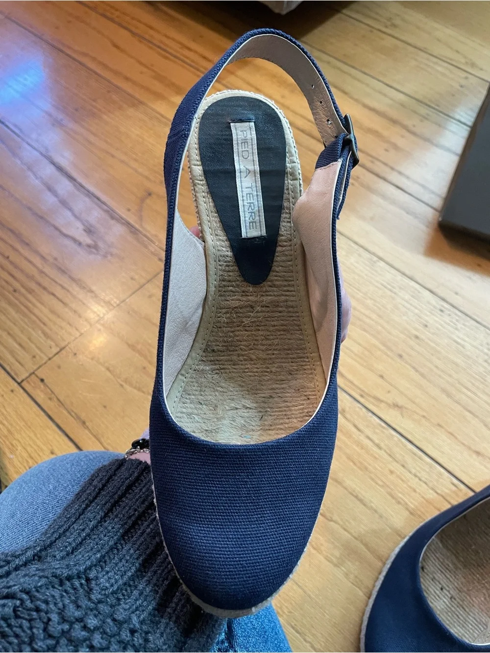 Navy Slingback Espadrille Wedges